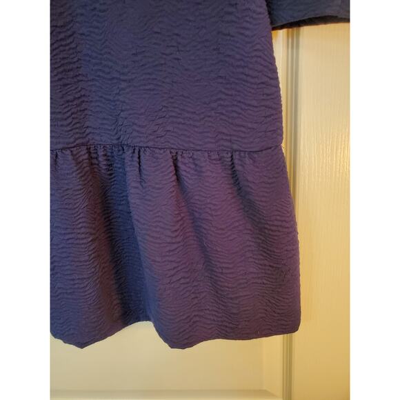 Sandro Paris Long Sleeve Dark Blue Black Crepe Color-Blocked Mini Dress, Size 8 - Picture 11 of 11